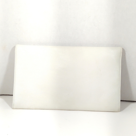 White Envelope Clutch with Gold Stud Accents – Glam Party Purse - Picture 2 of 5